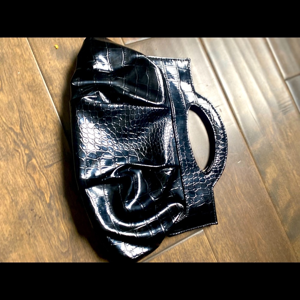 Black Alligator Faux Leather Evening Clutch